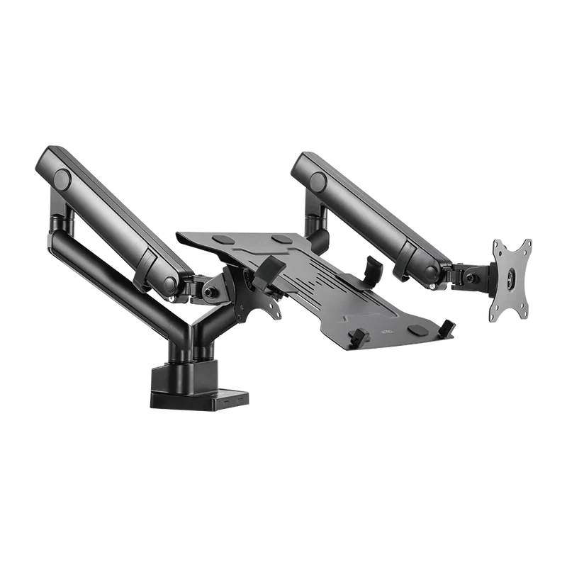 Soporte Acteck Enforce Motion Sm636 / Para Monitor 17-32 Pulg Y Laptop 10-15.6 Pulg / Rotacion Ajustable / Vesa 75-100mm / Adaptador De Escritorio / Max 8 Kg Por Brazo / Negro / Ac-939645