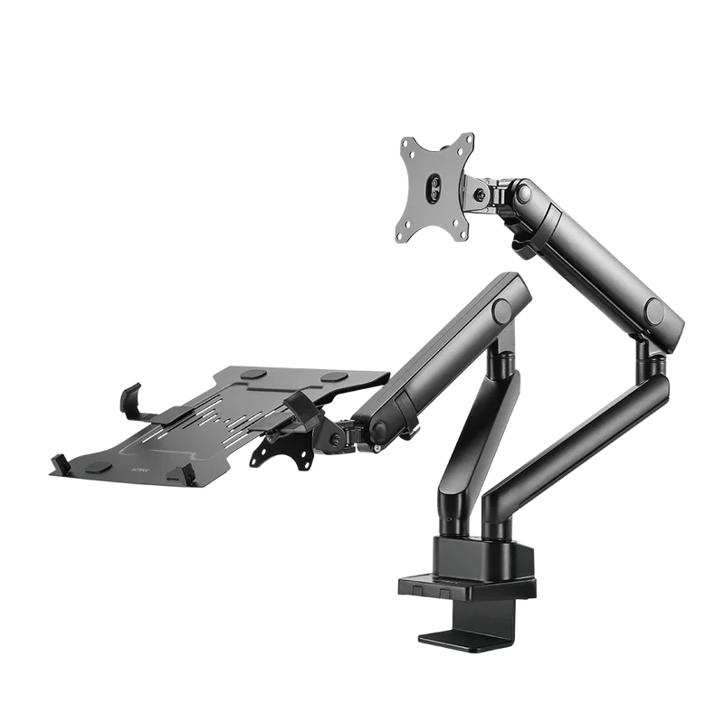 Soporte Acteck Enforce Motion Sm636 / Para Monitor 17-32 Pulg Y Laptop 10-15.6 Pulg / Rotacion Ajustable / Vesa 75-100mm / Adaptador De Escritorio / Max 8 Kg Por Brazo / Negro / Ac-939645