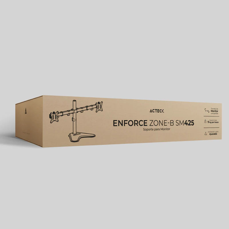 Soporte Acteck Enforce Zone-b Sm425 / Para 2 Monitores / Monitor 17 A 32/ Soporta 9 Kg / Vesa 75x75 Mm / Negro / Ac-939683