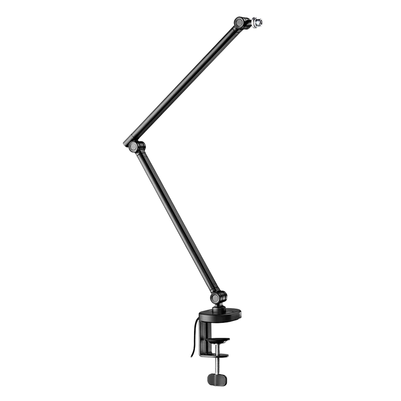 Soporte  Acteck Para Microfono Enforce Zone Micro Bm400 / Inclinacion Y Giro Ajustable / 1 Kg / Led Rgb / Alcance 357 Mm / Fijacion C-clamp / Advanced Series / Negro / Ac-939706
