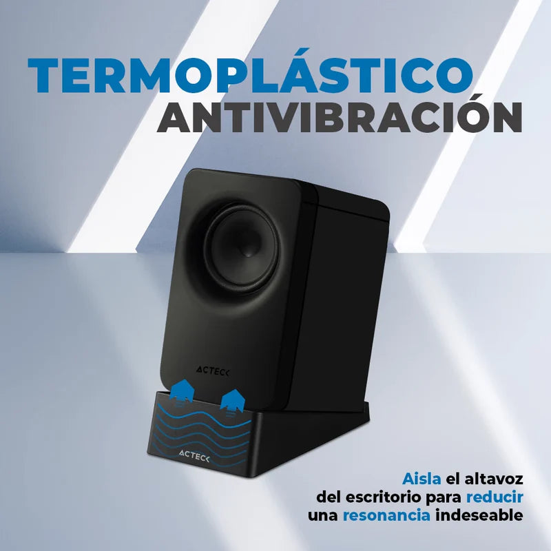 Base Acteck Para Bocinas Vault Acoustic Bb400 / Mejora La Acustica / Inclinacion 15* / Aisla La Vibracion / Advanced Series / Negro / Ac-939737