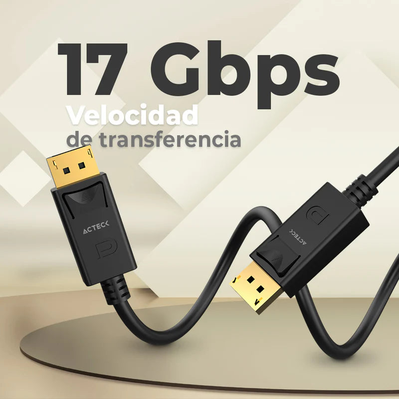 Cable Acteck Link Plus Dp422-3 / Display Port - Display Port / 4k A 60 Mhz / 3 M Largo / 17 Gbps / Calibre 30 Awg / Macho A Macho / Negro / Ac-939799