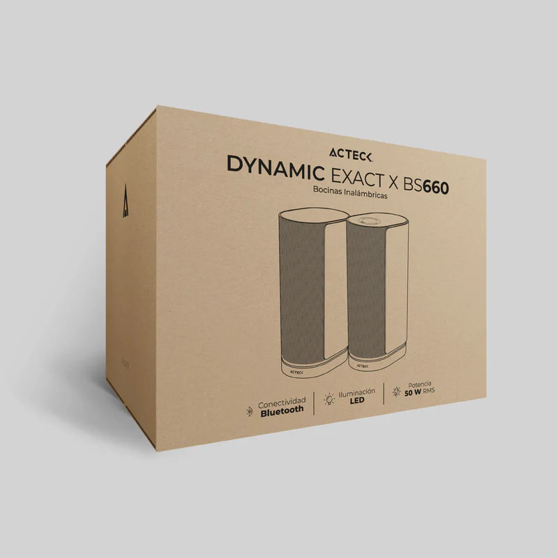 Bocinas Acteck Dynamic Exact X Bs660 / Inalambrica / Bluetooth Aux Usb / 2 Canales 50 W Rms / 45hz- 20khz / Iluminacion Led / Negro / Ac-939812