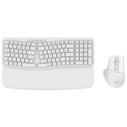 Kit Teclado Y Mouse Acteck Creator Ultra Confort Mk650 / Inalambrico / Membrana / Ergonomico  / Reposabrazos / Blanco / Ac-939874