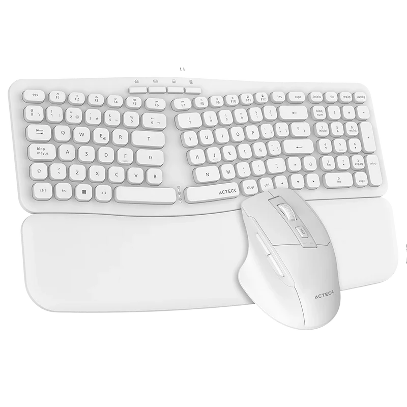 Kit Teclado Y Mouse Acteck Creator Ultra Confort Mk650 / Inalambrico / Membrana / Ergonomico  / Reposabrazos / Blanco / Ac-939874