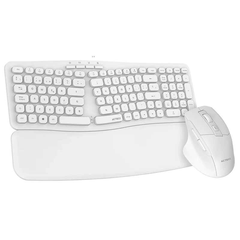 Kit Teclado Y Mouse Acteck Creator Ultra Confort Mk650 / Inalambrico / Membrana / Ergonomico  / Reposabrazos / Blanco / Ac-939874