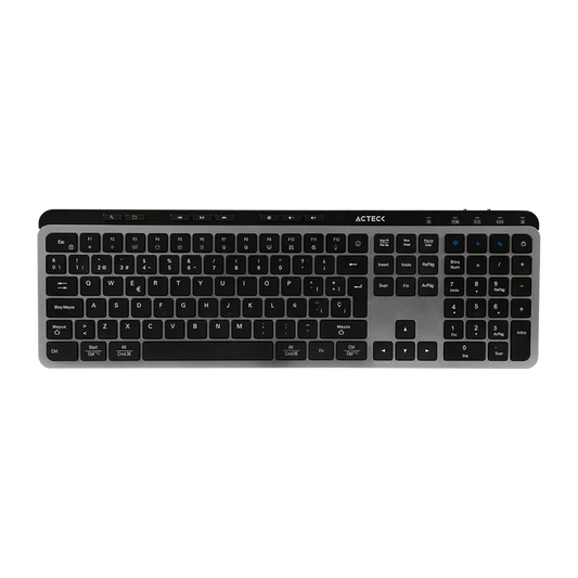 Teclado Acteck Inspire Krea Ti755 / Inalambrico Dual / Multidispositivo 2.4 Ghz + 2 Bt / EspaÑol / Win - Mac / 118 Teclas / Bateria Recargable / Anti Ghosting / Negro - Gris / Ac-940085