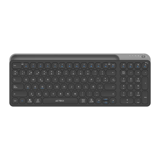 Teclado Acteck Inspire Trek Ti747 / Inalambrico / Multidispositivo Dual / Windows - Mac - Android / EspaÑol / 99 Teclas / Multimedia / Dongle Usb - Bt 5.1 - Cable Usb / Recargable / Negro / Ac-940108