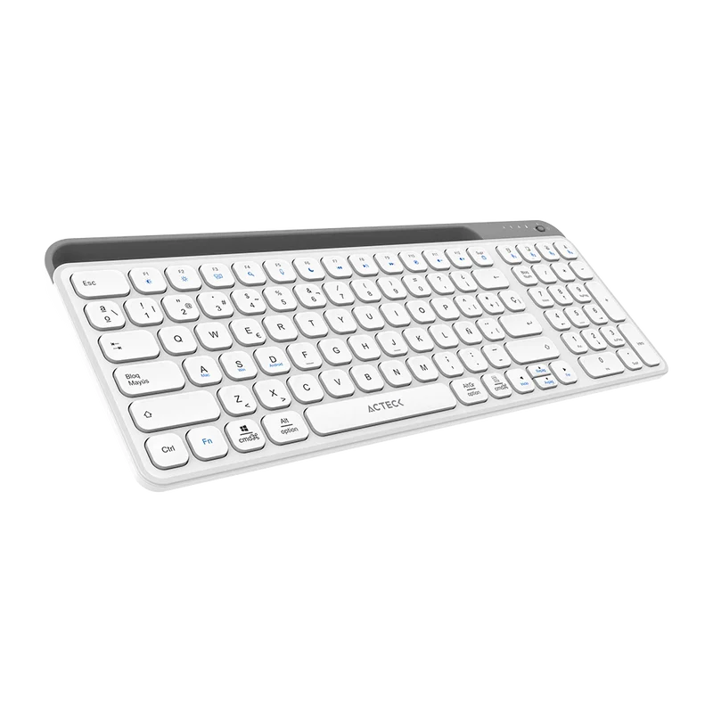 Teclado Acteck Inspire Trek Ti747 / Inalambrico / Multidispositivo Dual / Windows - Mac -android / EspaÑol / 99 Teclas / Multimedia / Dongle Usb - Bt 5.1 - Cable Usb / Recargable / Blanco / Ac-940115