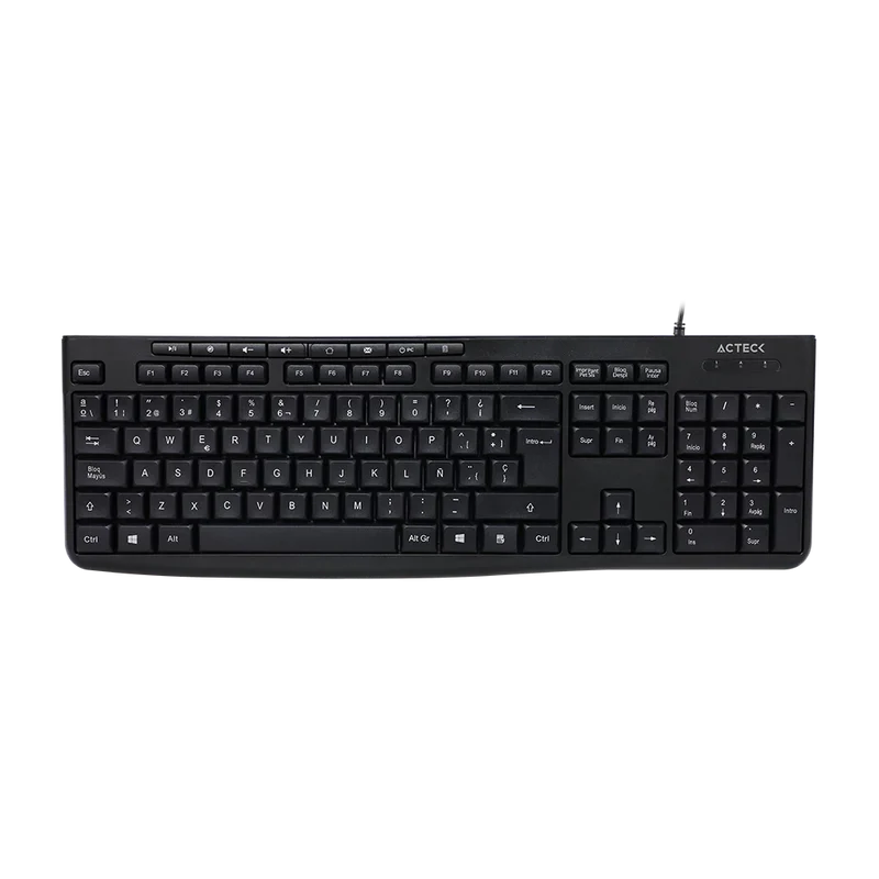 Teclado Acteck Inspire Prime Ta222 / Alambrico / Usb 2.0 / 112 Teclas / Ultraligero / Windows - Mac / EspaÑol / Multimedia / Membrana / Negro / Ac-940146