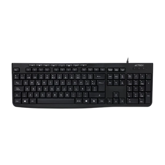 Teclado Acteck Inspire Prime Ta222 / Alambrico / Usb 2.0 / 112 Teclas / Ultraligero / Windows - Mac / EspaÑol / Multimedia / Membrana / Negro / Ac-940146