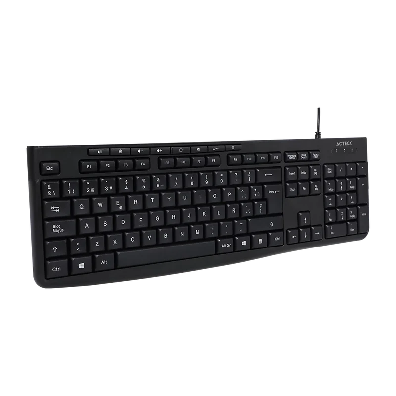 Teclado Acteck Inspire Prime Ta222 / Alambrico / Usb 2.0 / 112 Teclas / Ultraligero / Windows - Mac / EspaÑol / Multimedia / Membrana / Negro / Ac-940146