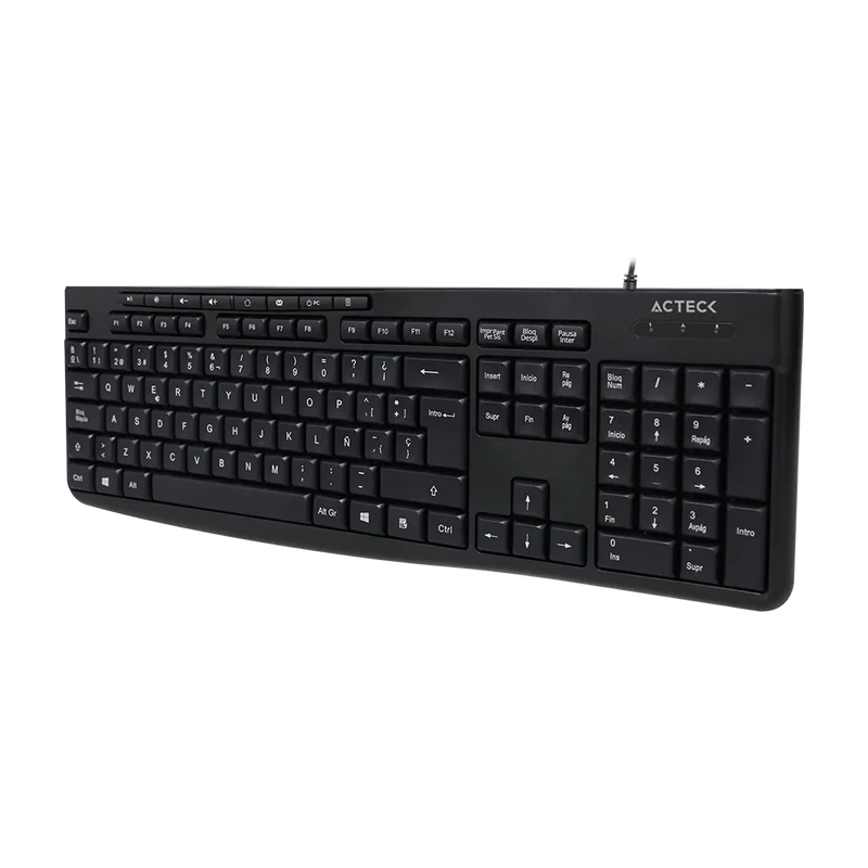 Teclado Acteck Inspire Prime Ta222 / Alambrico / Usb 2.0 / 112 Teclas / Ultraligero / Windows - Mac / EspaÑol / Multimedia / Membrana / Negro / Ac-940146