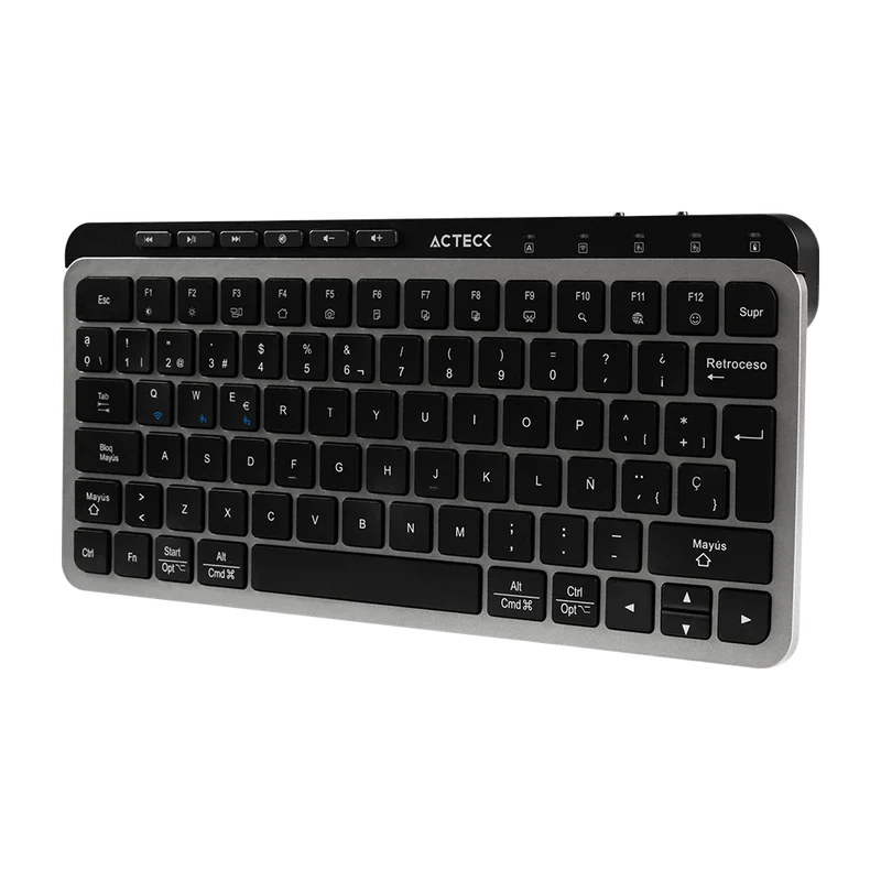 Kit Acteck Creator Krea Mk750 / Teclado Y Mouse / Inalambrico Dual / Multidispositivo / Recargable / Dongle + Bt /  65% / Win - Mac / EspaÑol / 118 Teclas / 2000 Dpi / Optico / Negro-gris / Ac-940177