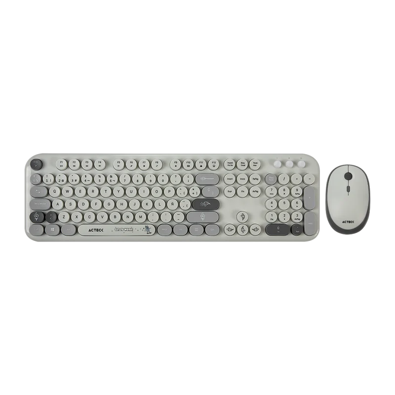 Kit Acteck Creator Chic K-colors Mk485 / Inalambrico / Multimedia / Dongle 2.4 / Esp / 105 Teclas / Optico / 1600 Dpi Ajustable / 4 Botones + Scroll / Win + Mac / Gris / Ac-940184