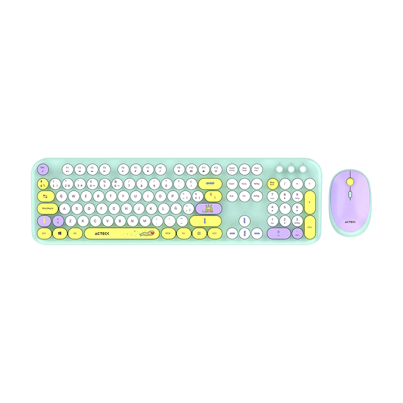 Kit Acteck Creator Chic K-colors Mk485 / Inalambrico / Multimedia / Dongle 2.4 / Esp / 105 Teclas / Optico / 1600 Dpi Ajustable / 4 Botones + Scroll / Win + Mac / Tiffany / Ac-940191