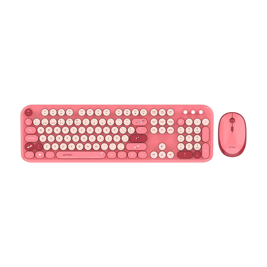 Kit Acteck Creator Chic K-colors Mk485 / Inalambrico / Multimedia / Dongle 2.4 / Esp / 105 Teclas / Optico / 1600 Dpi Ajustable / 4 Botones + Scroll / Win + Mac / Rojo-rosa / Ac-940207