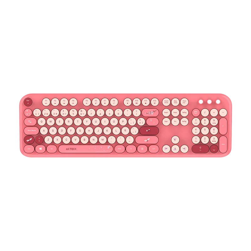 Kit Acteck Creator Chic K-colors Mk485 / Inalambrico / Multimedia / Dongle 2.4 / Esp / 105 Teclas / Optico / 1600 Dpi Ajustable / 4 Botones + Scroll / Win + Mac / Rojo-rosa / Ac-940207