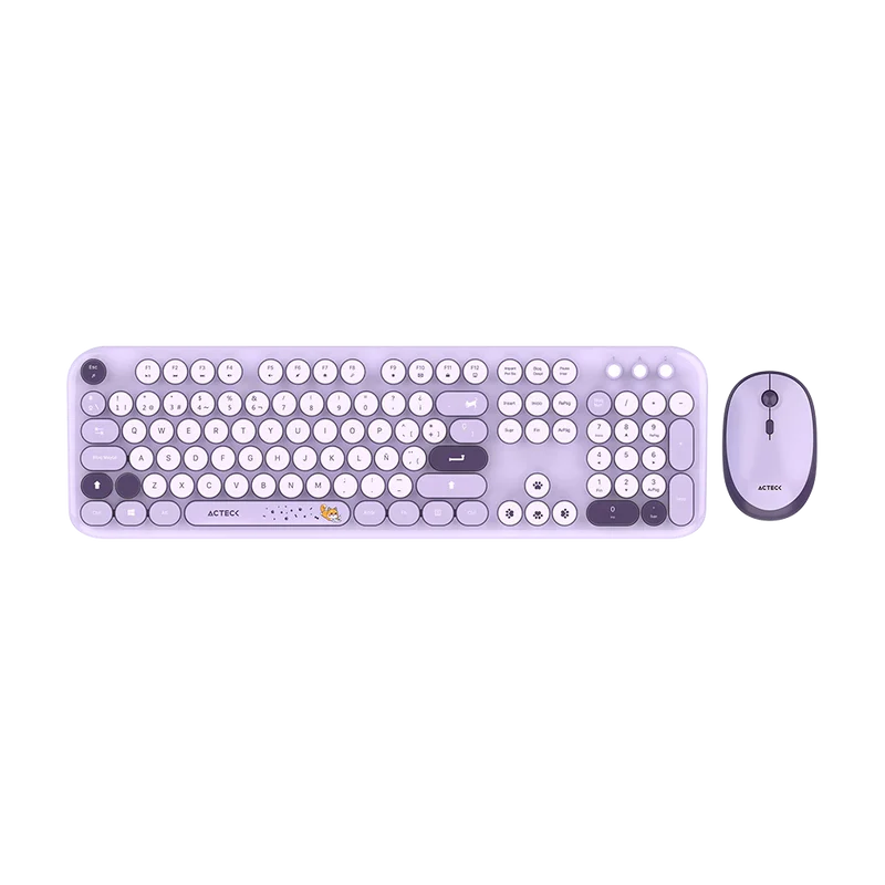 Kit Acteck Creator Chic K-colors Mk485 / Inalambrico / Multimedia / Dongle 2.4 / Esp / 105 Teclas / Optico / 1600 Dpi Ajustable / 4 Botones + Scroll / Win + Mac / Violeta / Ac-940214