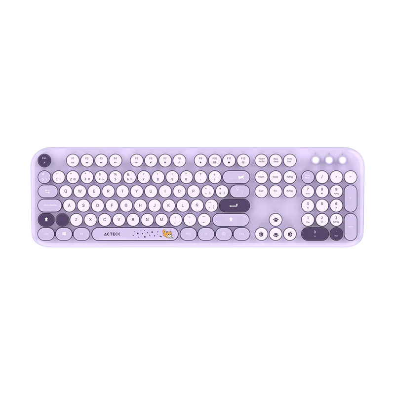 Kit Acteck Creator Chic K-colors Mk485 / Inalambrico / Multimedia / Dongle 2.4 / Esp / 105 Teclas / Optico / 1600 Dpi Ajustable / 4 Botones + Scroll / Win + Mac / Violeta / Ac-940214