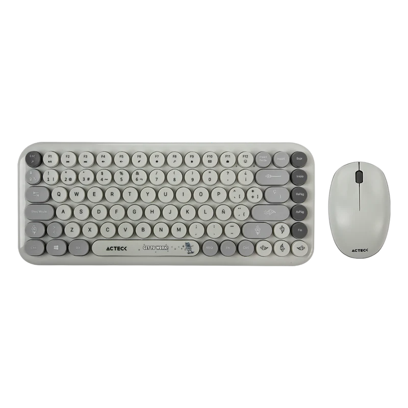Kit Acteck Creator Chic K-colors Mk480 / Teclado Y Mouse / Inalambrico - Multimedia / 85 Teclas / Optico / 800 Dpi / 4 Botones + Scroll / Win + Mac / EspaÑol / Dongle Usb / Gris / Ac-940221