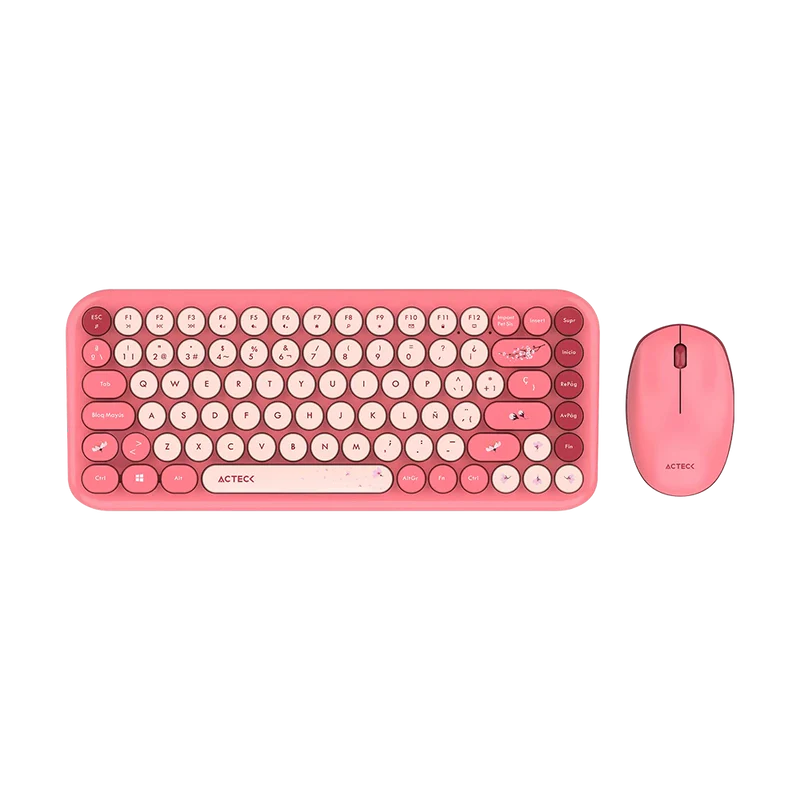 Kit Acteck Creator Chic K-colors Mk480 / Teclado Y Mouse / Inalambrico - Multimedia / 85 Teclas / Optico / 800 Dpi / 4 Botones + Scroll / Win + Mac / EspaÑol / Dongle Usb / Rojo- Rosa / Ac-940245