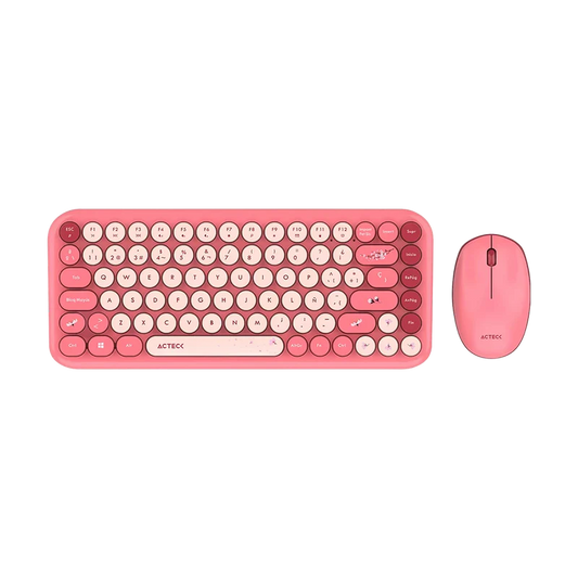 Kit Acteck Creator Chic K-colors Mk480 / Teclado Y Mouse / Inalambrico - Multimedia / 85 Teclas / Optico / 800 Dpi / 4 Botones + Scroll / Win + Mac / EspaÑol / Dongle Usb / Rojo- Rosa / Ac-940245