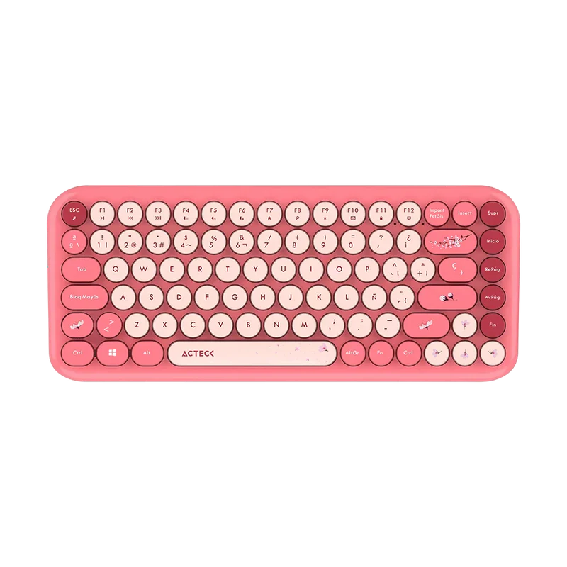 Kit Acteck Creator Chic K-colors Mk480 / Teclado Y Mouse / Inalambrico - Multimedia / 85 Teclas / Optico / 800 Dpi / 4 Botones + Scroll / Win + Mac / EspaÑol / Dongle Usb / Rojo- Rosa / Ac-940245