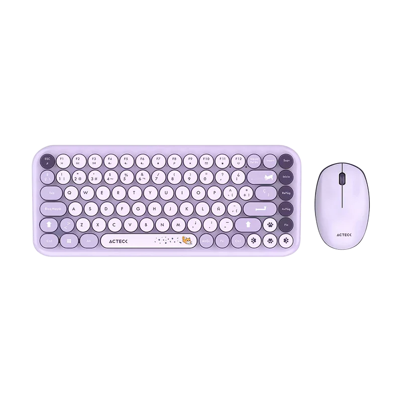 Kit Acteck Creator Chic K-colors Mk480 / Teclado Y Mouse / Inalambrico - Multimedia / 85 Teclas / Optico / 800 Dpi / 4 Botones + Scroll / Win + Mac / EspaÑol / Dongle Usb / Violeta / Ac-940252