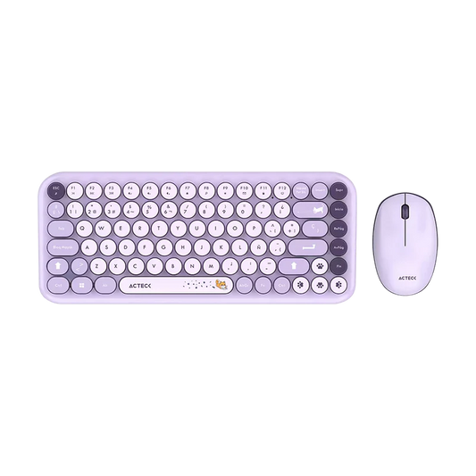 Kit Acteck Creator Chic K-colors Mk480 / Teclado Y Mouse / Inalambrico - Multimedia / 85 Teclas / Optico / 800 Dpi / 4 Botones + Scroll / Win + Mac / EspaÑol / Dongle Usb / Violeta / Ac-940252