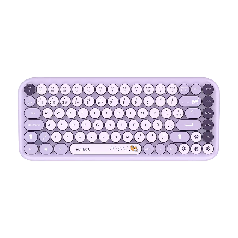 Kit Acteck Creator Chic K-colors Mk480 / Teclado Y Mouse / Inalambrico - Multimedia / 85 Teclas / Optico / 800 Dpi / 4 Botones + Scroll / Win + Mac / EspaÑol / Dongle Usb / Violeta / Ac-940252