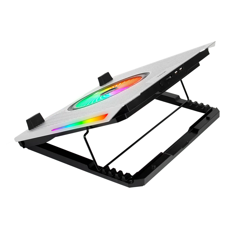 Base Enfriadora Froost Epic Be670 / Altura Ajustable 5 Niveles / Laptop De 15.6 Pulg / 5 Ventiladores / 10 Modos De Iluminacion / Control De Velocidad / Aluminio / Ac-940764