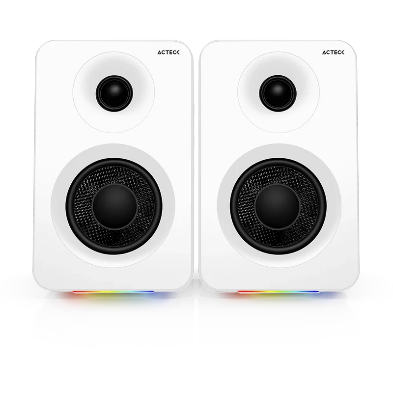 Bocinas Acteck Dynamic Exact R Bs700 / Rca - Hdmi Arc - Usb - Bluetooth 5.3 / 50 W / Iluminacion Rgb 7 Modos / Sonido Envolvente Y Potente / Elite Blanco / Ac-940825