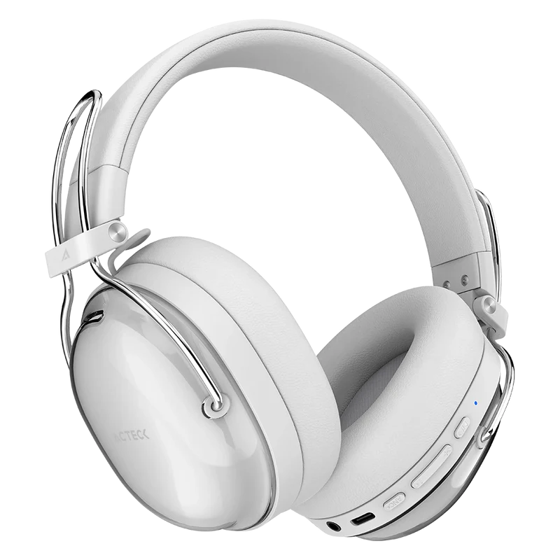 Audifonos Acteck Luxe Pure Hp730 / Diadema / Inalambricos Bt 5.4 / Bateria 75 Hrs / 20 Hz A 20 Khz / Cancelacion Activa De Ruido / Microfono Omnidireccional / Memory Foam / Blanco / Ac-940887