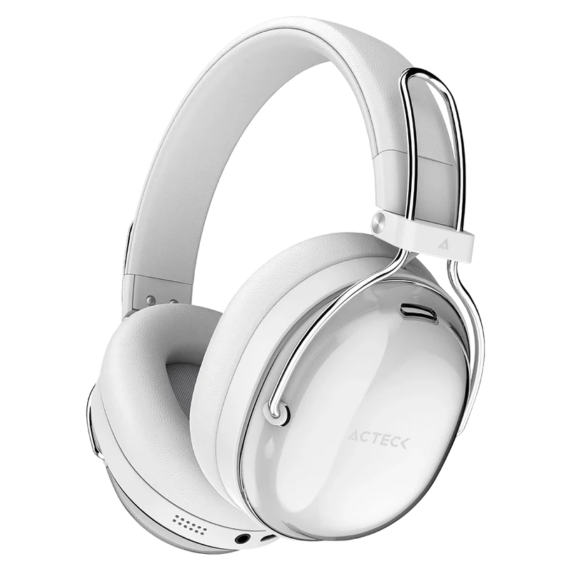 Audifonos Acteck Luxe Pure Hp730 / Diadema / Inalambricos Bt 5.4 / Bateria 75 Hrs / 20 Hz A 20 Khz / Cancelacion Activa De Ruido / Microfono Omnidireccional / Memory Foam / Blanco / Ac-940887