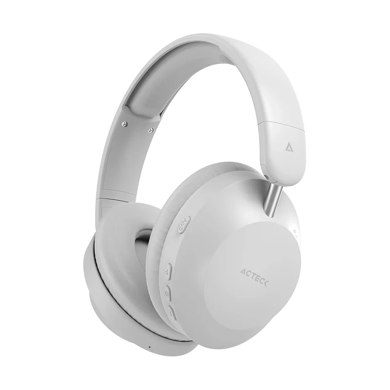 Audifonos Acteck Triton Pro Hp636 / Diadema / Inalambricos / Bt 5.4 - Aux 3.5 Mm / Microfono Omnidireccional / Bateria 30 Hrs / Cancelacion De Ruido / Ultraligeros / 20 Hz-20 Khz / Blanco / Ac-940931