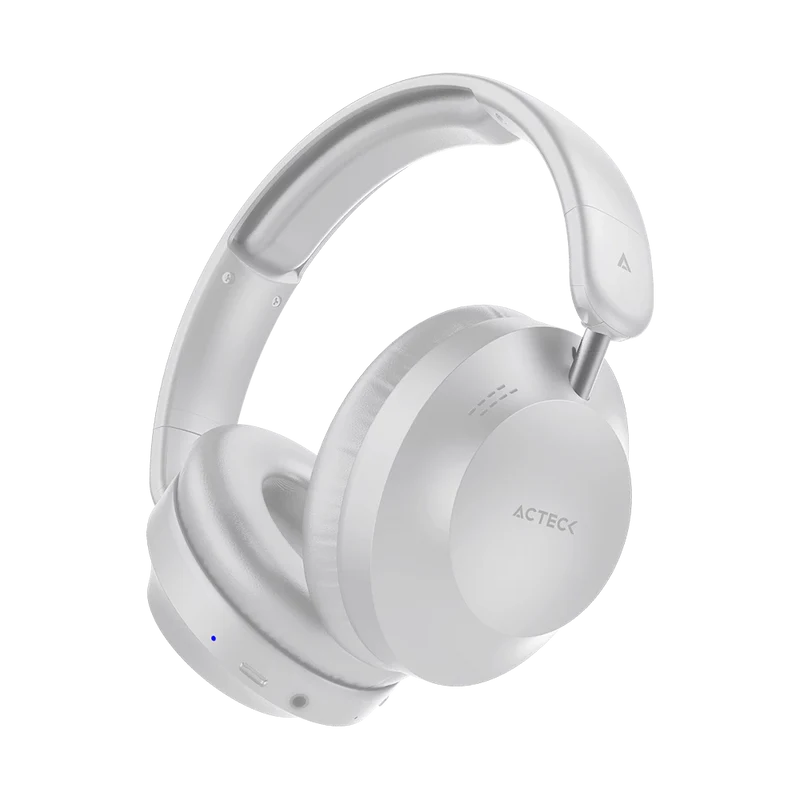 Audifonos Acteck Triton Pro Hp636 / Diadema / Inalambricos / Bt 5.4 - Aux 3.5 Mm / Microfono Omnidireccional / Bateria 30 Hrs / Cancelacion De Ruido / Ultraligeros / 20 Hz-20 Khz / Blanco / Ac-940931