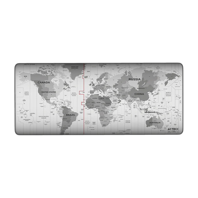Mouse Pad Xl Acteck Flow World Mt494w / Tela + Goma / DiseÑo Mundo / Alta Resistencia / Antidestizante / Gris /ac-941044
