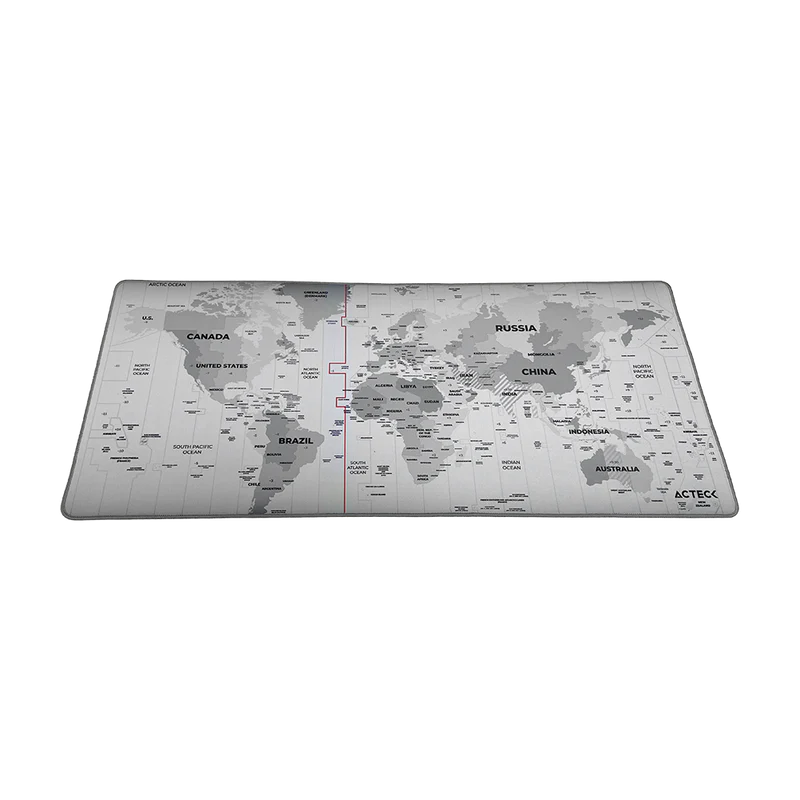 Mouse Pad Xl Acteck Flow World Mt494w / Tela + Goma / DiseÑo Mundo / Alta Resistencia / Antidestizante / Gris /ac-941044