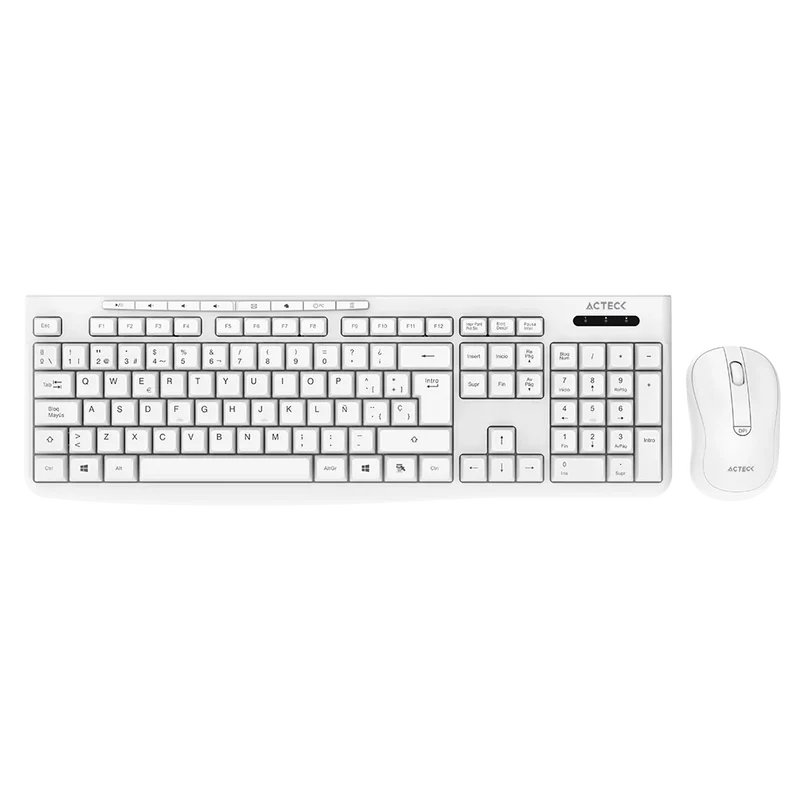 Kit Acteck Creator Prime Mk255 / Teclado Y Mouse / Inalambrico / Usb Dongle / Windows / EspaÑol / Membrana / 105 Teclas / Multimedia / Optico / 1600 Dpi Ajustable / 4 Botones / Blanco / Ac-941785