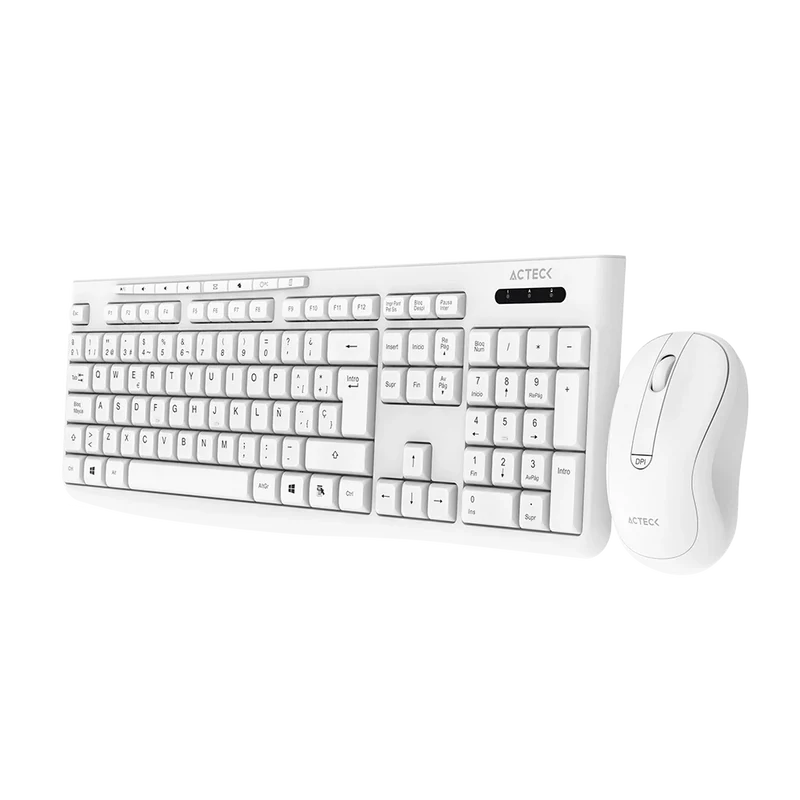Kit Acteck Creator Prime Mk255 / Teclado Y Mouse / Inalambrico / Usb Dongle / Windows / EspaÑol / Membrana / 105 Teclas / Multimedia / Optico / 1600 Dpi Ajustable / 4 Botones / Blanco / Ac-941785