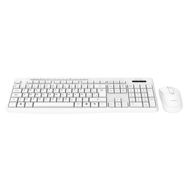 Kit Acteck Creator Prime Mk255 / Teclado Y Mouse / Inalambrico / Usb Dongle / Windows / EspaÑol / Membrana / 105 Teclas / Multimedia / Optico / 1600 Dpi Ajustable / 4 Botones / Blanco / Ac-941785