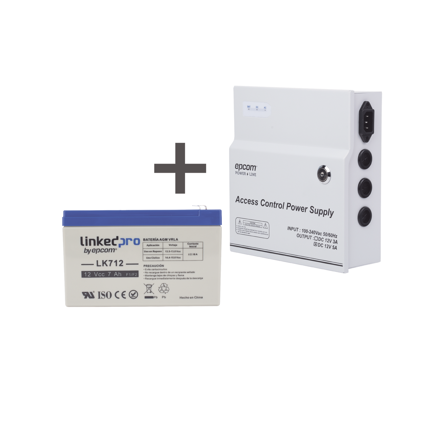 Kit / Fuente regulada de 11 - 15 V @ 5A / Capacidad de respaldo / Modelo ACPST1205 + Batería incluida LK712