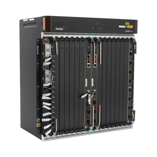 OLT Carrier Class Modular GPON, 14 Ranuras de Servicio, Incluye 1 Tarjeta de Servicio, Doble fuente -48Vcc, 11 UR, Gestión por UNM2000, CLI, (Incluye Instalación de software UNM2000)