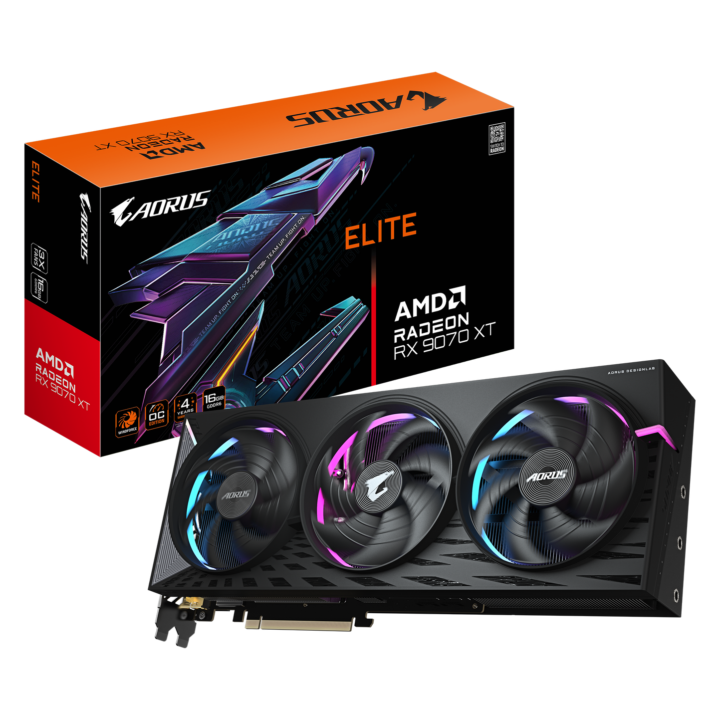 Tarjeta De Video Gigabyte Gv-r9070xtaorus E-16gd / Radeon Rx 9070 Xt / 16 Gb Gddr6 / Pcie 5.0 / Gamer