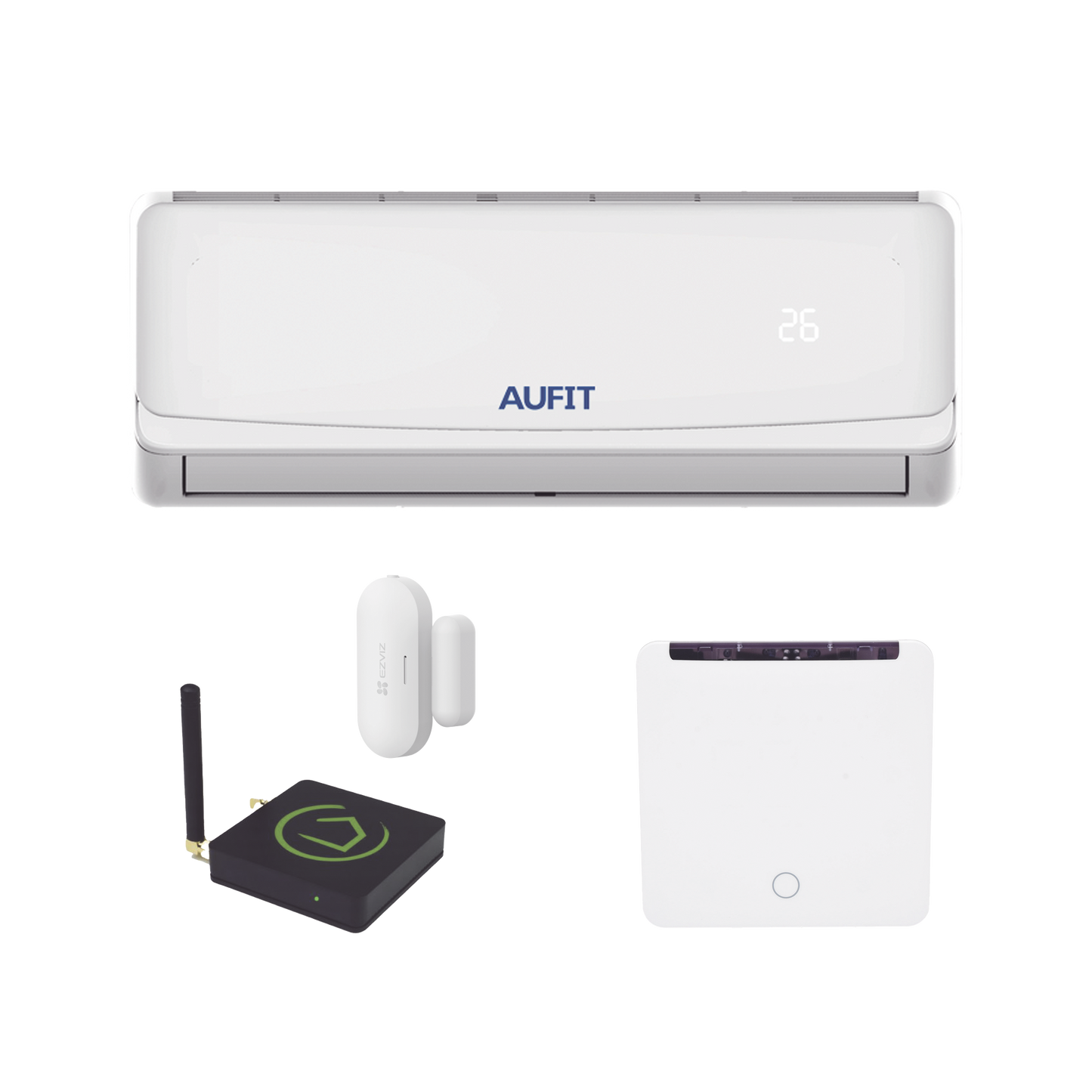 Kit para automatización / Compatible con cualquier Minisplit AUFIT / Minisplit CHI-R32-12K-110 / Termostato IR2900ZW / Hub controlador HC8 / Contacto magnético Inalámbrico CST2C