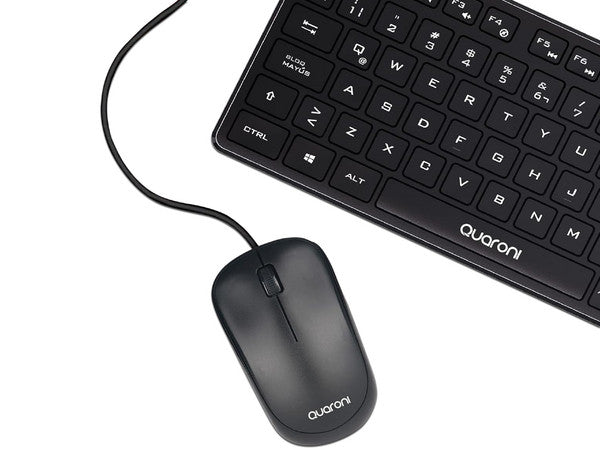 Kit Teclado Y Mouse Optico Quaroni Alambrico Color Negro