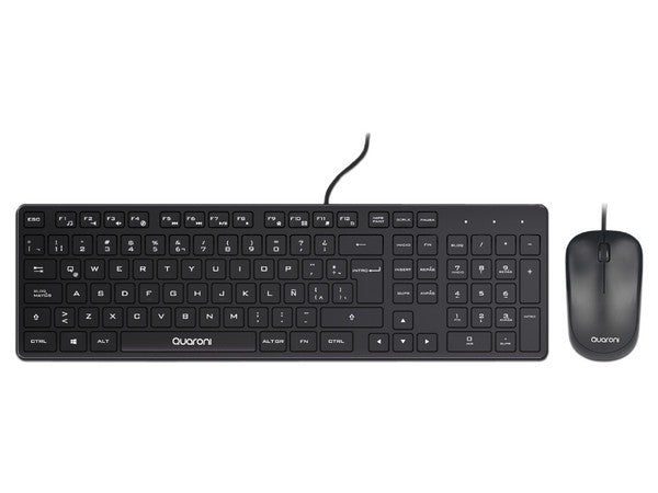 Kit Teclado Y Mouse Optico Quaroni Alambrico Color Negro