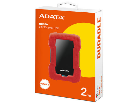 Disco Duro Externo Adata Hd330 2tb Portatil 2.5 Usb 3.2 Windows Mac Linux Contragolpes Slim Color Rojo (ahd330-2tu31-crd)