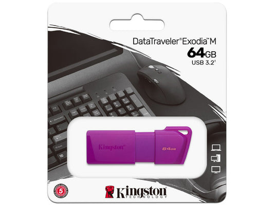 Memoria Flash Usb Kingston Data Traveler Exodia 64gb Gen 1 3.2 Tipo A Morado Neon (kc-u2l64-7lp)